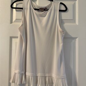Chico's Cream Sleeveless Blouse with Pleated Hem